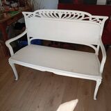 Banc Art Nouveau en bois de style colonial, rénové