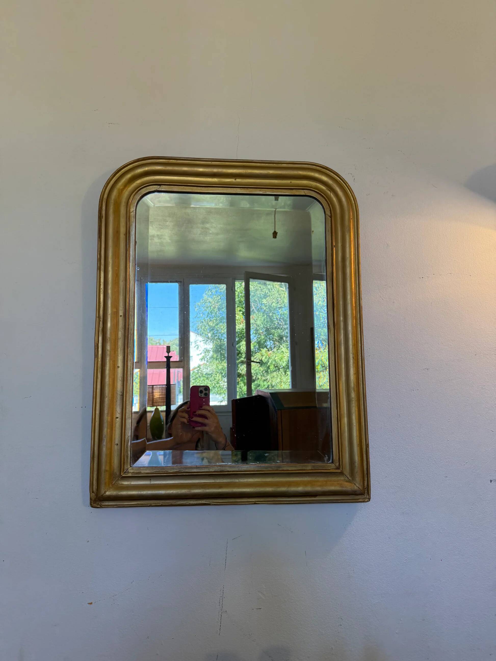 Vintage Louis Philippe mirror with antique gold beveled glass