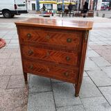 Old Louis XVI style chest of drawers in marquetry
