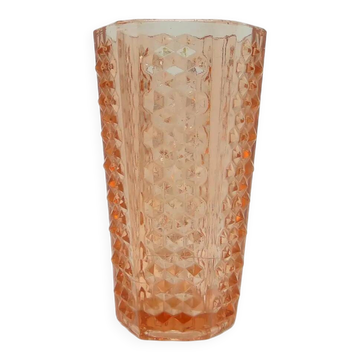 Vase Ćwieki, modernisme, verre rosaline, Ząbkowice, Pologne, années 1970.