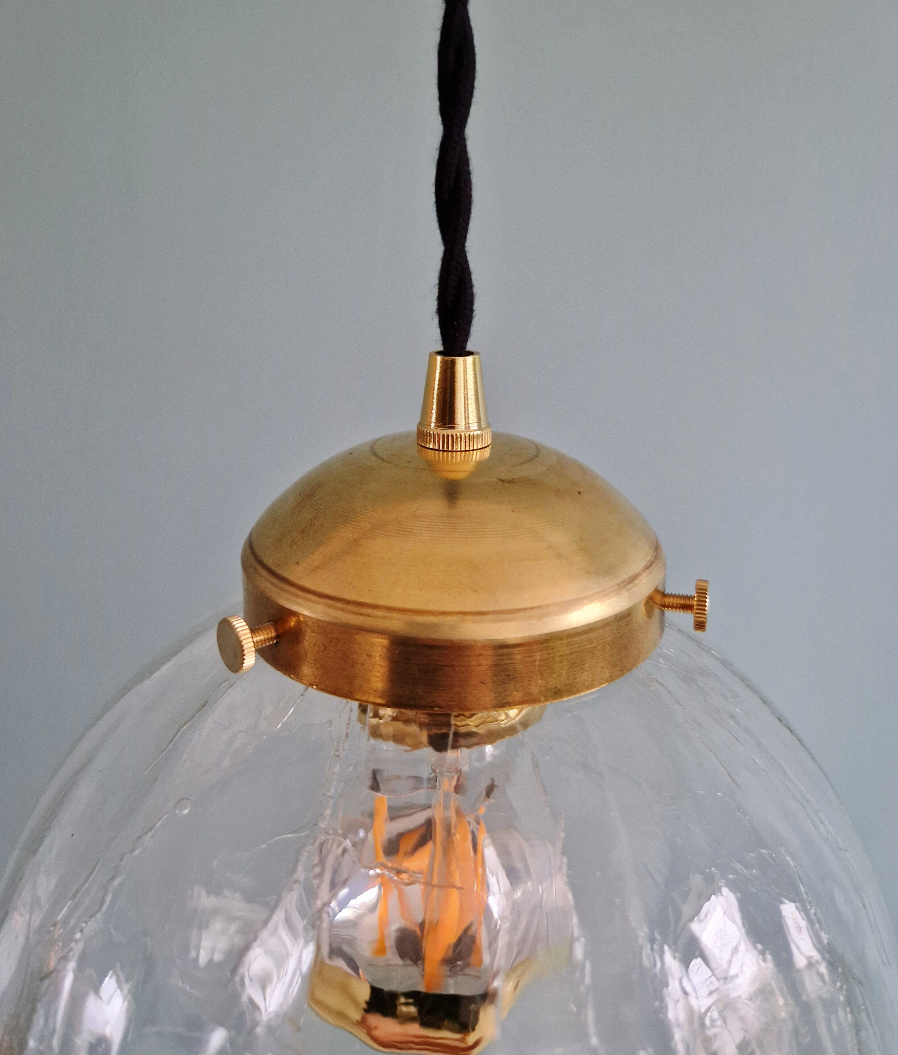 Vintage transparent cracked glass pendant, 1970s.