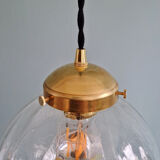 Vintage transparent cracked glass pendant, 1970s.