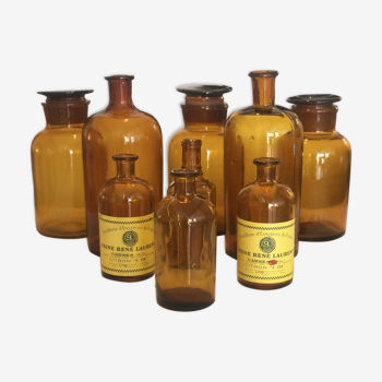Set of nine bottles of apothecary