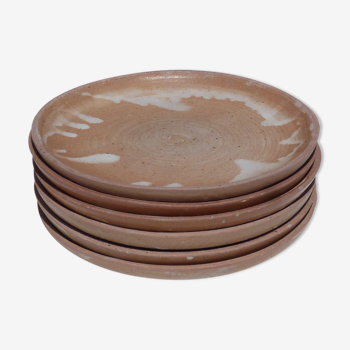 Set of 6 flat sandstone plates