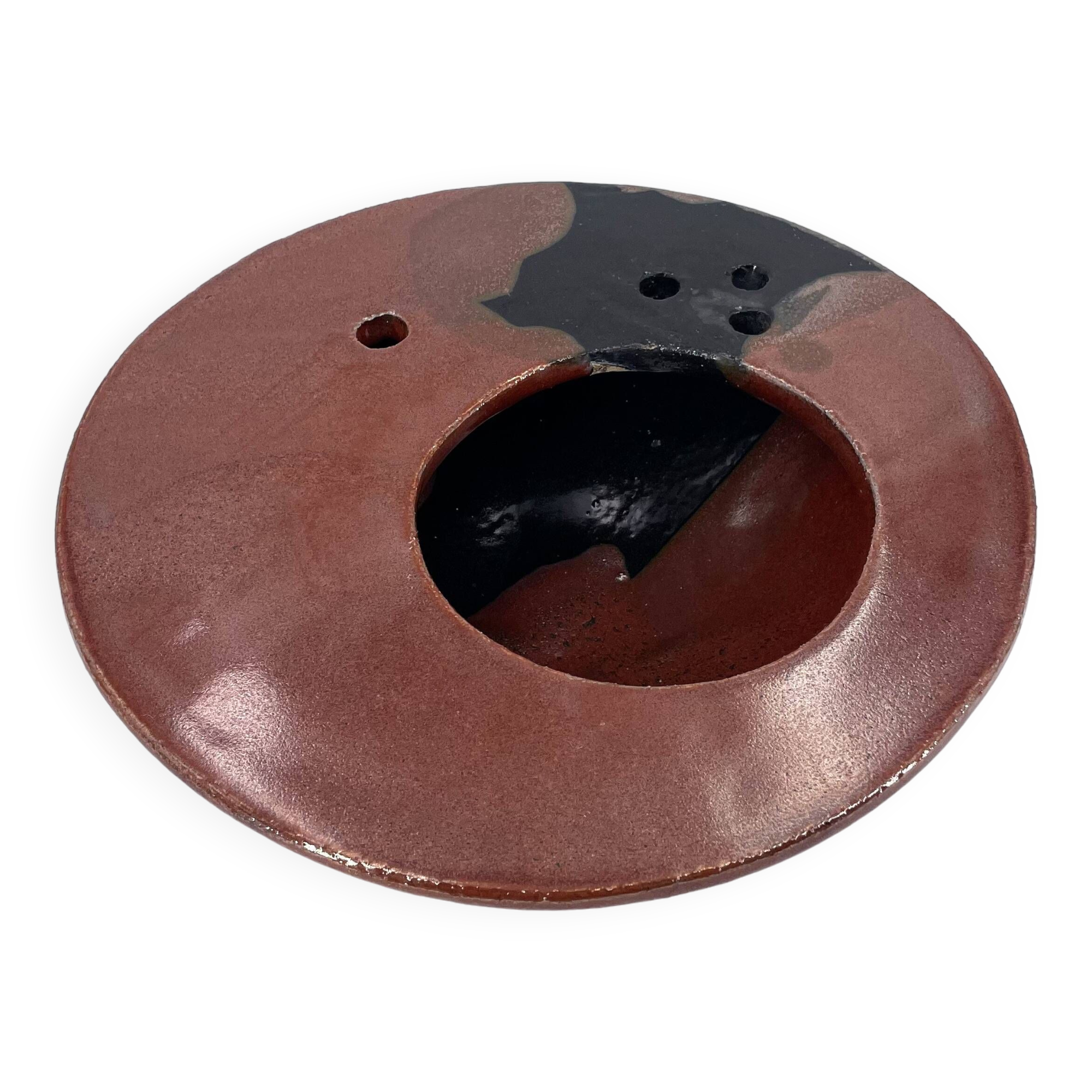 Grand vase pique fleurs en céramique signée, années 70