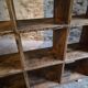 Old industrial shelf / room divider in pine, France, early 20th century