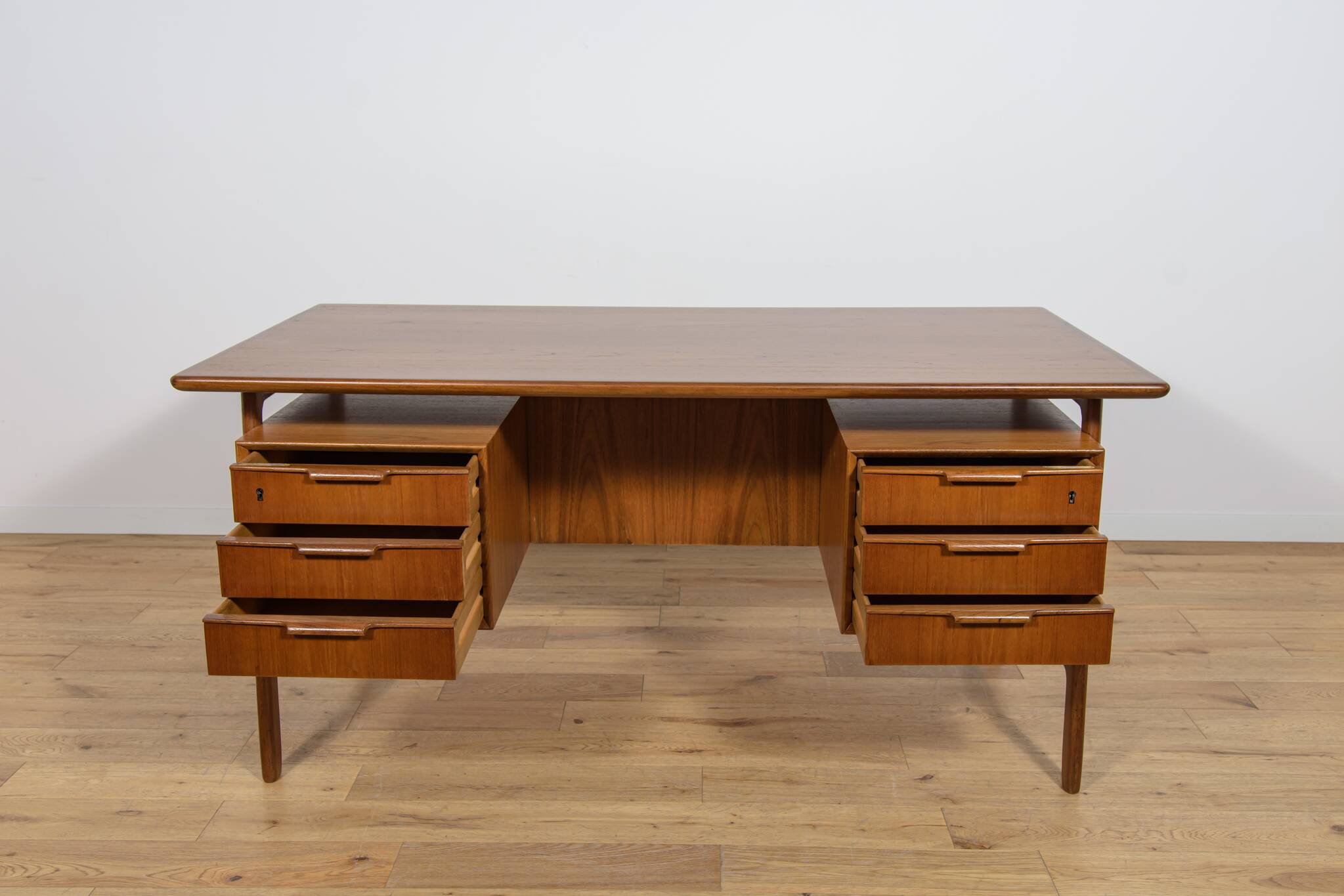 Mid-Century Model 75 Freestanding Teak Desk from Omann Jun, Denmark, 1950s