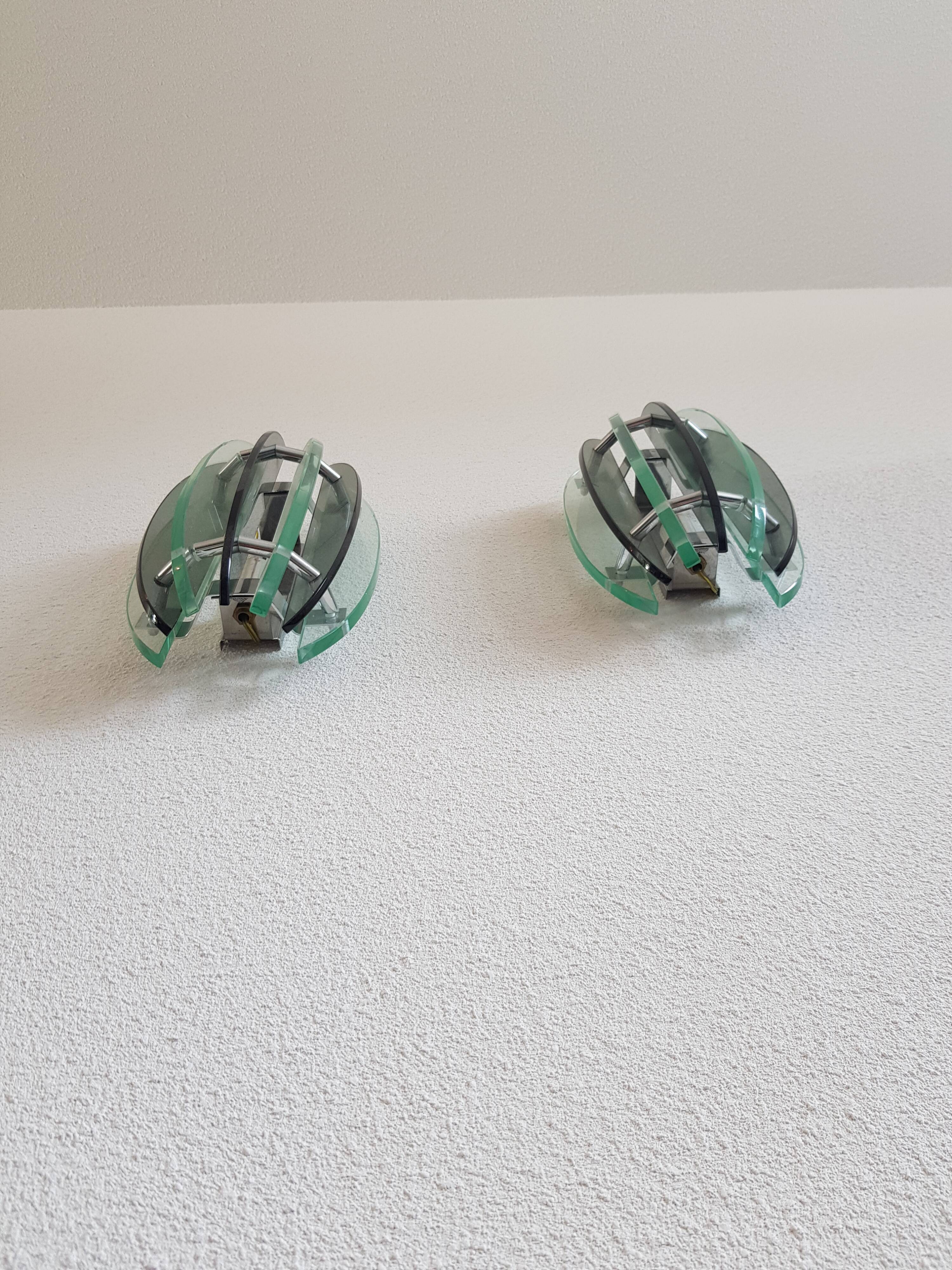 Pair of Veca Italy glass sconces