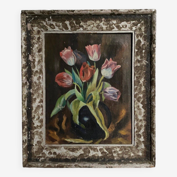 Huile sur toile "Bouquet de tulipes", 1930