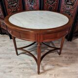 Round mahogany pedestal table Louis XVI
