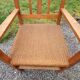 Scandinavian armchair of the 50s in cherry tree sitting in rope