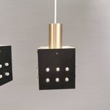 Three older square pendant lamps in Space-Age style, Denmark 1980s