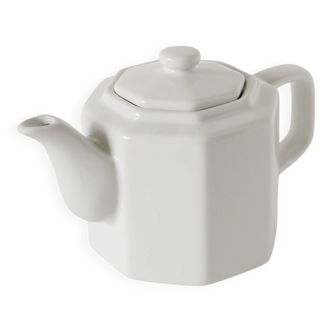Large faceted ceramic teapot, White, 1950