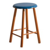 Antique wooden stool with a round seat – Central Europe, around 1950