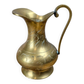 Small antique engraved brass jug