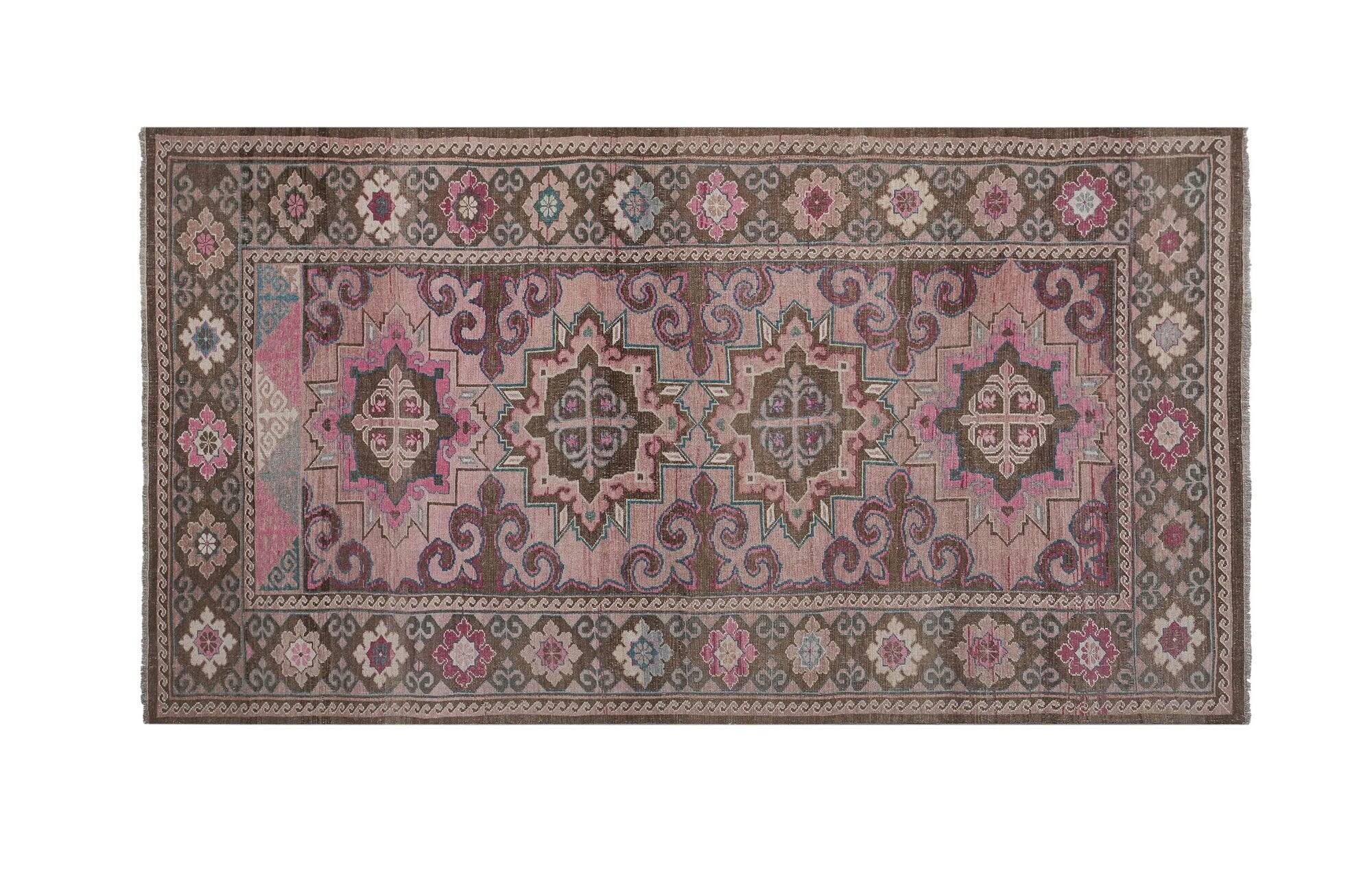 Vintage Turkish Oushak rug 216x391 cm