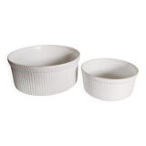 Gusseted dishes, set of 2, Apilco porcelain Pillivuyt