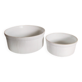 Gusseted dishes, set of 2, Apilco porcelain Pillivuyt