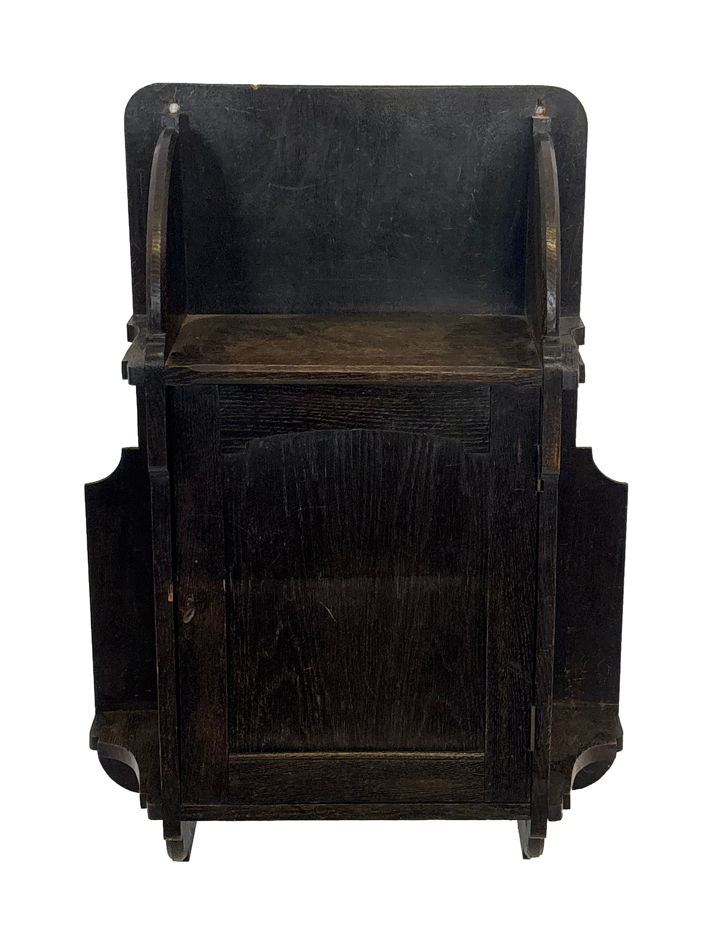 Art Deco hanging cabinet, wall cabinet, 1920s oak design