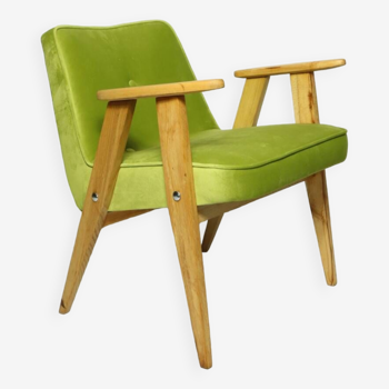 Fauteuils vintage en bois scandinave conclu par Chierowski 1962 rénové citron vert bois naturel chaise de salon Boho style milieu de siècle extraordinaire