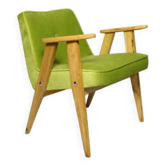 Fauteuils vintage en bois scandinave conclu par Chierowski 1962 rénové citron vert bois naturel chaise de salon Boho style milieu de siècle extraordinaire