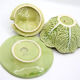 Moutardier en barbotine feuille de chou vert clair