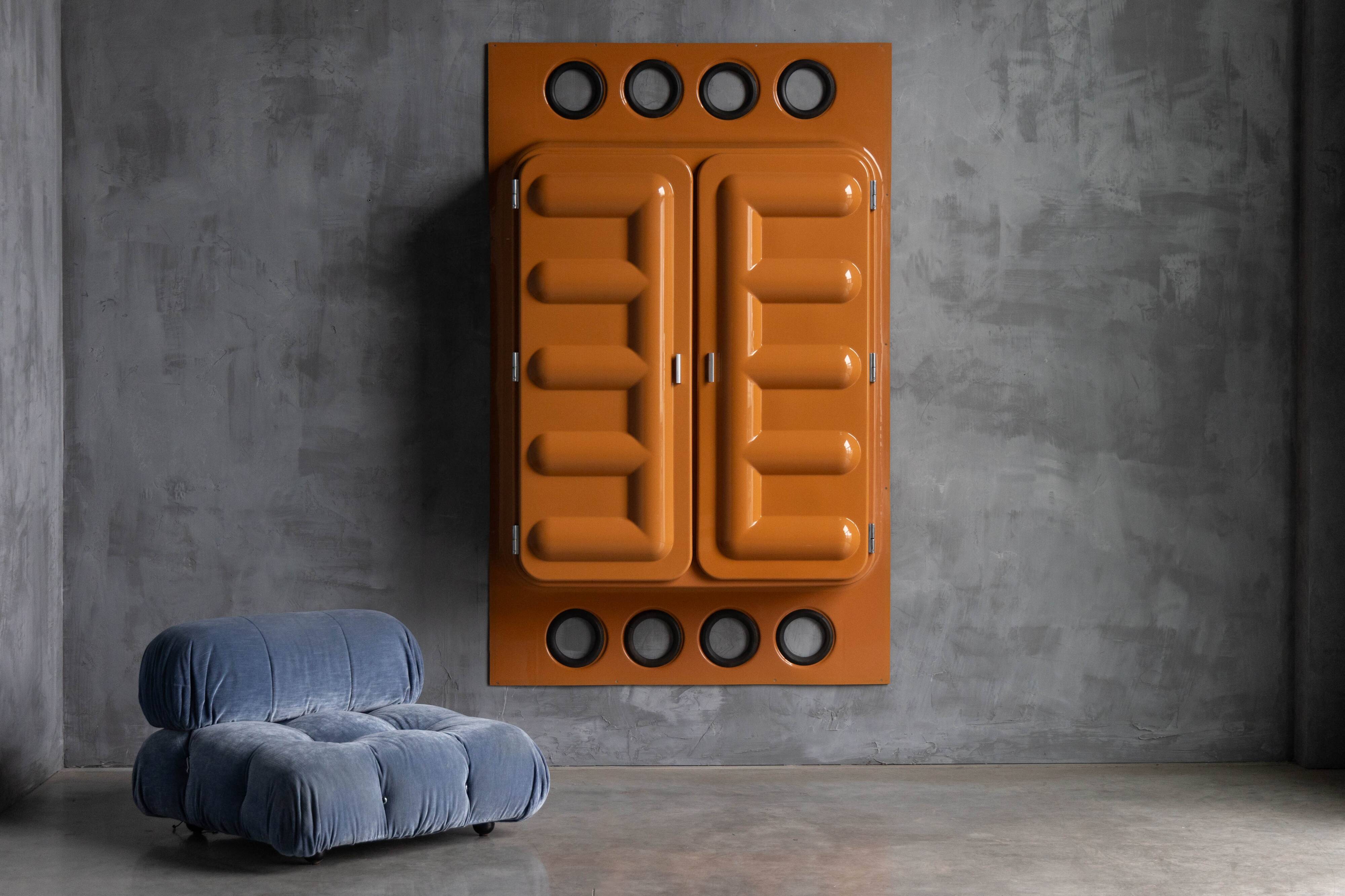 Edition Somop Wardrobe in Orange Molded Plastic, France, 1970s