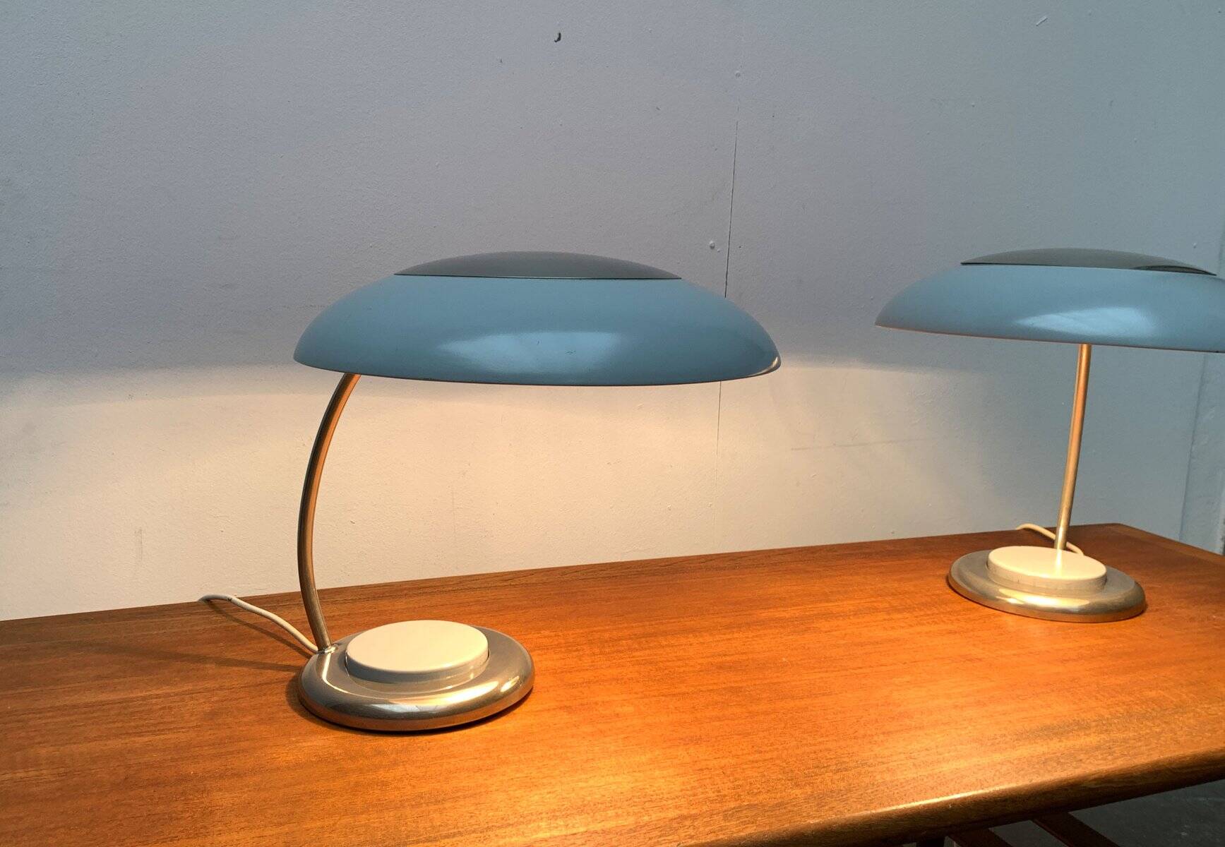 Mid-century GDR table lamps by VEB Leuchtenbau, Lengefeld, 1960s, set of 2.