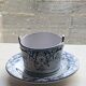 Butter dish, sauce pot in Old Rouen earthenware, handmade, made in France, floral pattern, vintage