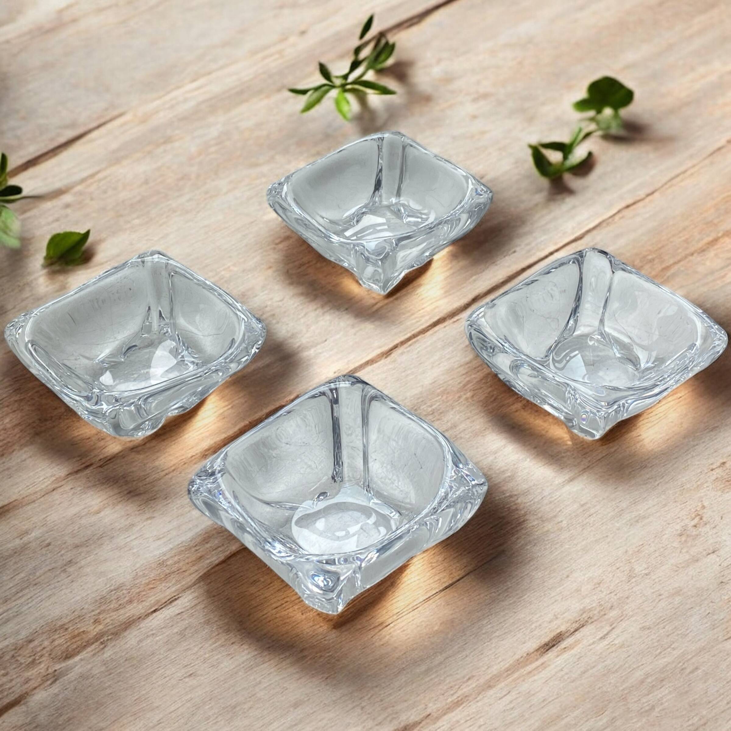 4 individual salt cellars in Daum Crystal, France