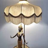 Statue bronze de danseuse thaïlandaise montée en lampe, luminaire ancien