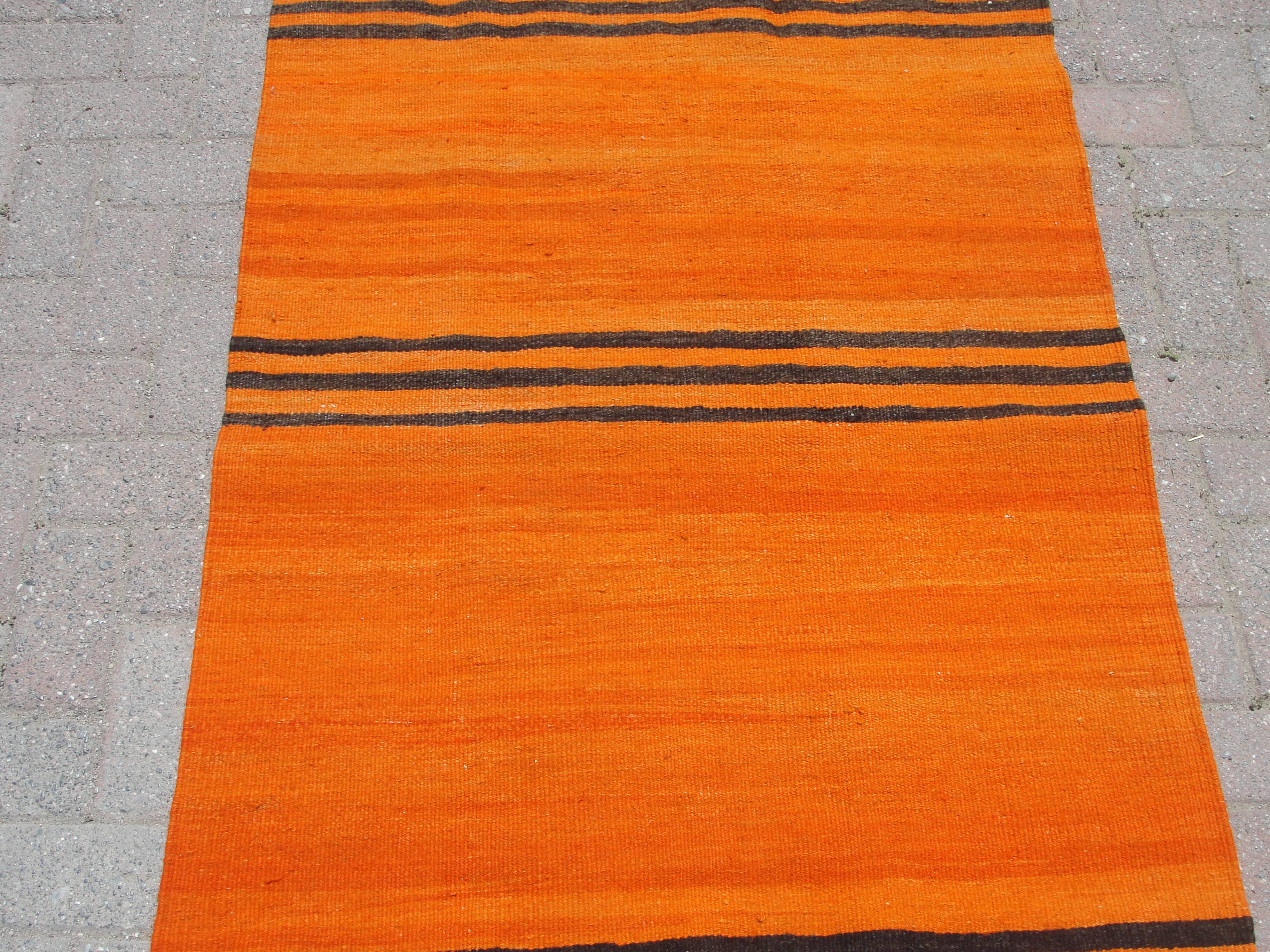 Orange handmade small rugs