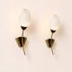 Pair of vintage wall lights, brass and opaline, France, 1960.
