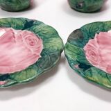 Pair of Green Earthenware Tea /Coffee Cups with Floral Motifs by Zaccagnini