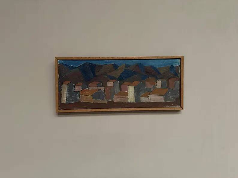 Swedish Oil on Canvas "Urban Landscape" by Johan Lundgren, Framed