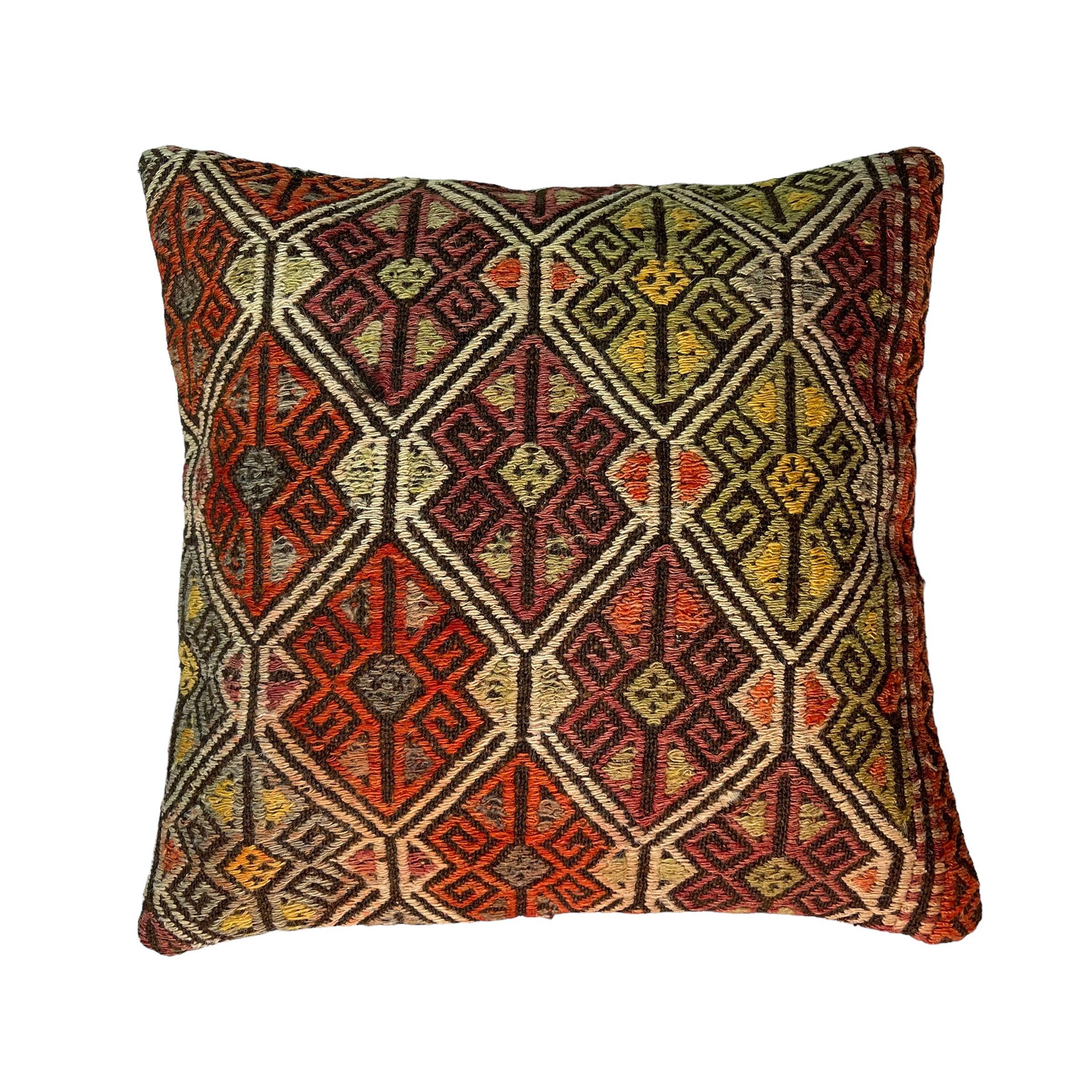 VINTAGE TURKISH KILIM CUSHION COVER , 45 X 45 CM