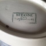 33 pc antique green white transferware dinner service c1900 U&C Sarreguemines France, 10 places