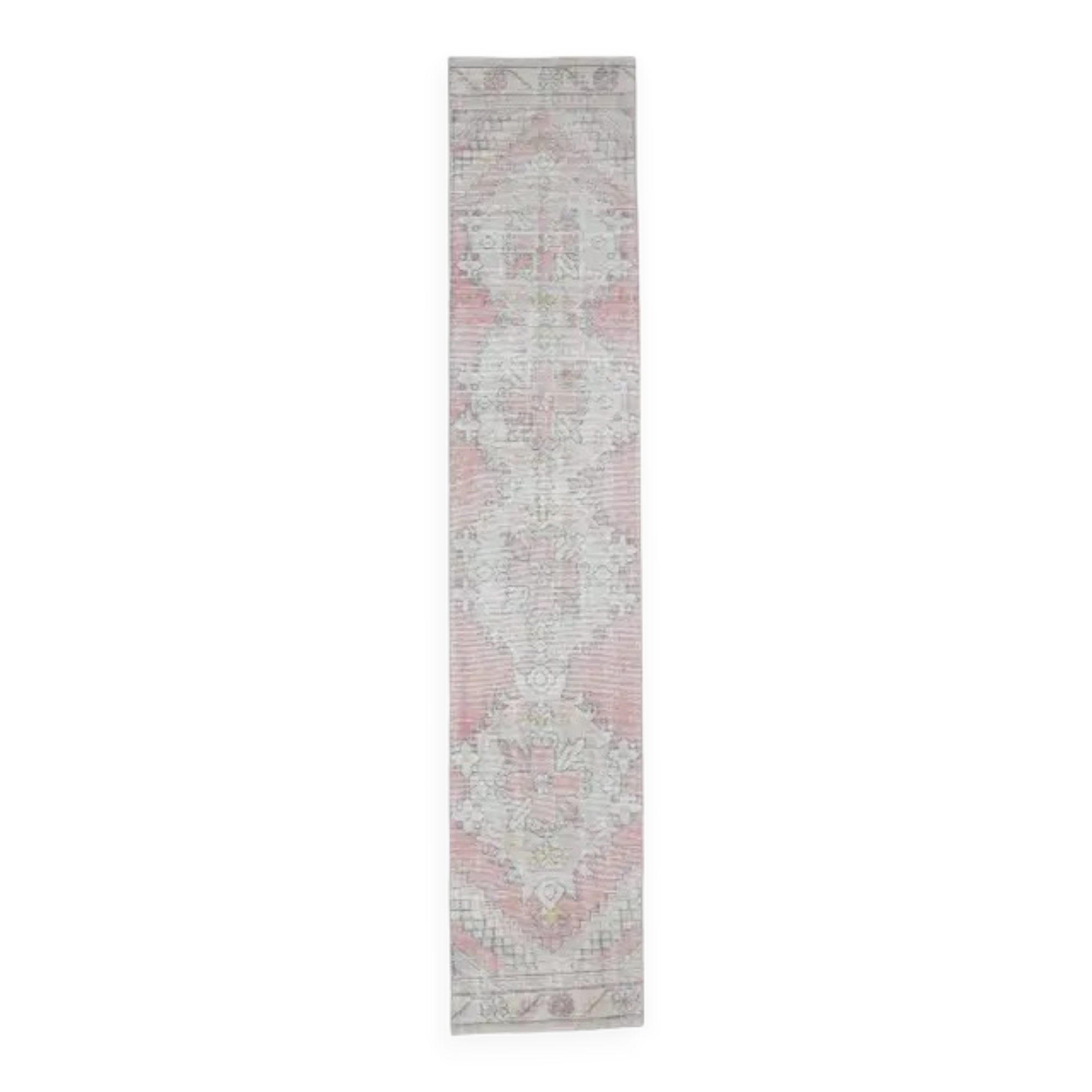 Pink Turkish Oushak Kilim Runner 59x299