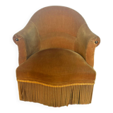 Vintage mustard yellow velvet toad armchair