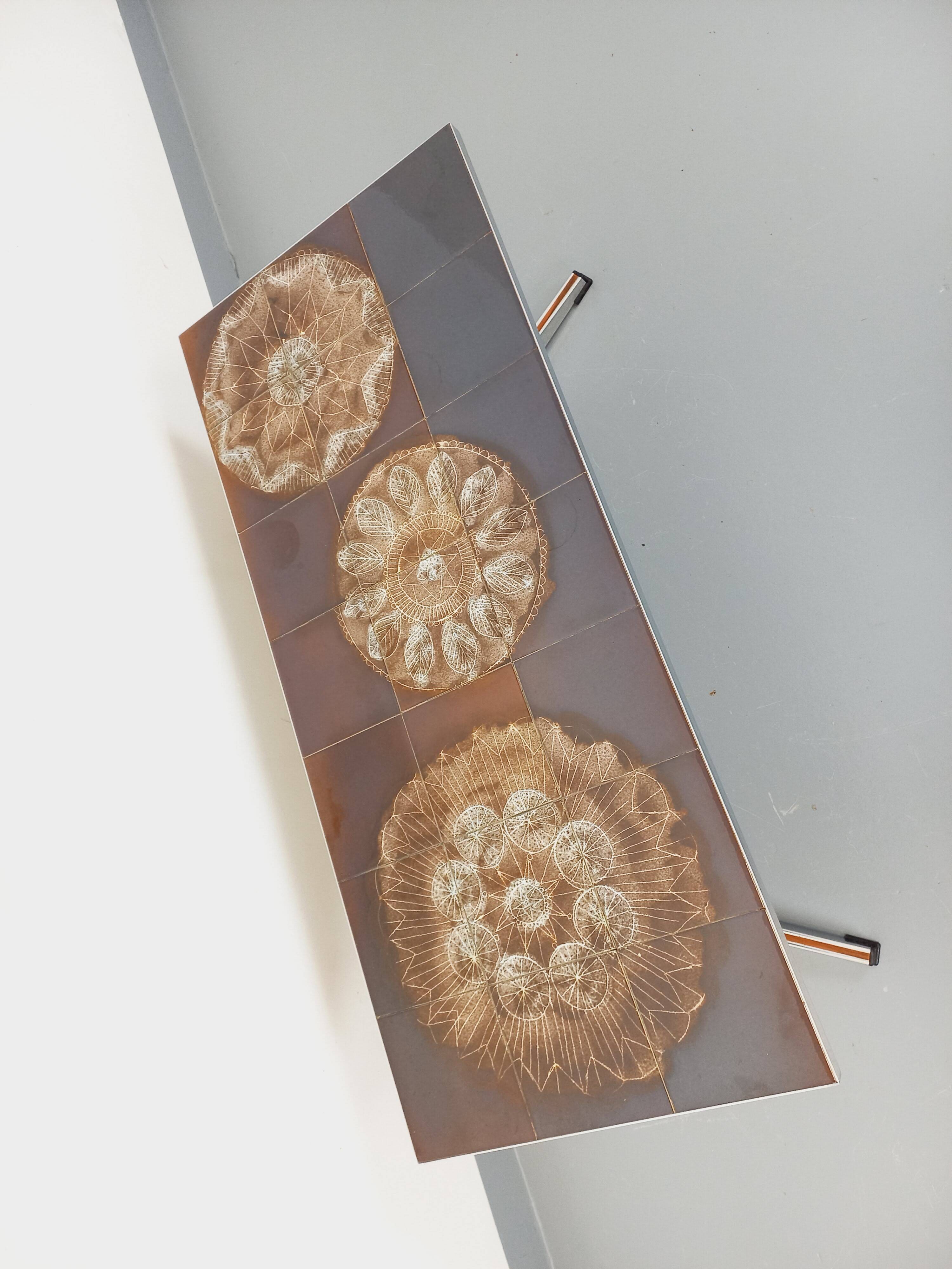 Vintage ceramic and chrome metal coffee table from the 70s