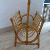 Large vintage rattan magazine holder 1960s - 1970s