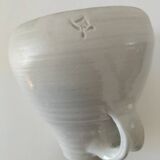Hand-thrown white stoneware pitcher – signed artisanal ceramic