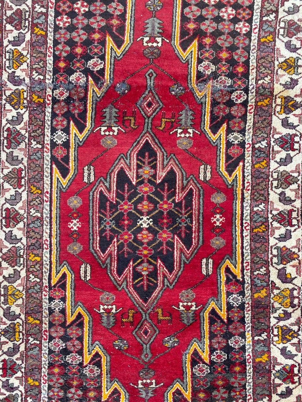 Ancient Persian Mazlaghan carpet 135x208 cm