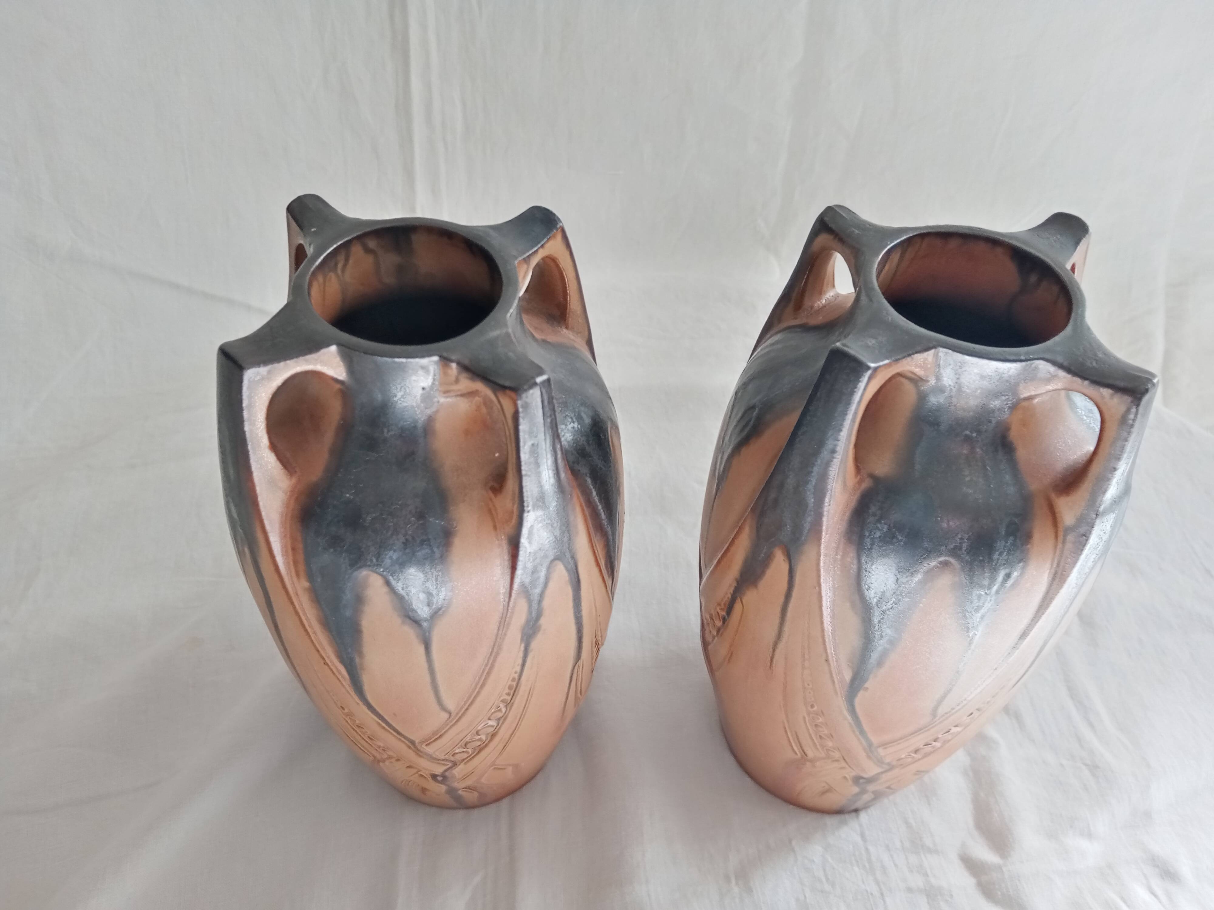 Pair of Art Deco vases signed Denbac