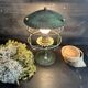 Antique patinated green metal lamp, Art Nouveau style, early 20th century.