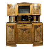 Art Deco period two-part sideboard in walnut and burl circa 1940