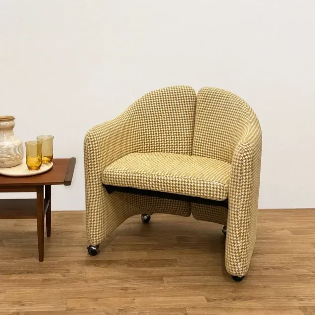 Eugenio Gerli Armchair for Tecno Reupholstered Houndstooth, 1970s