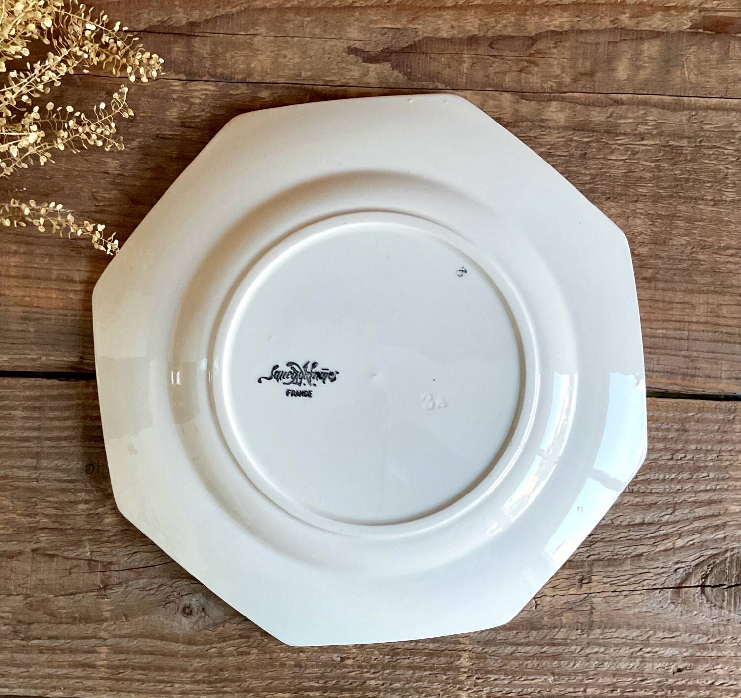 3 Sarreguemines octagonal beaded plates