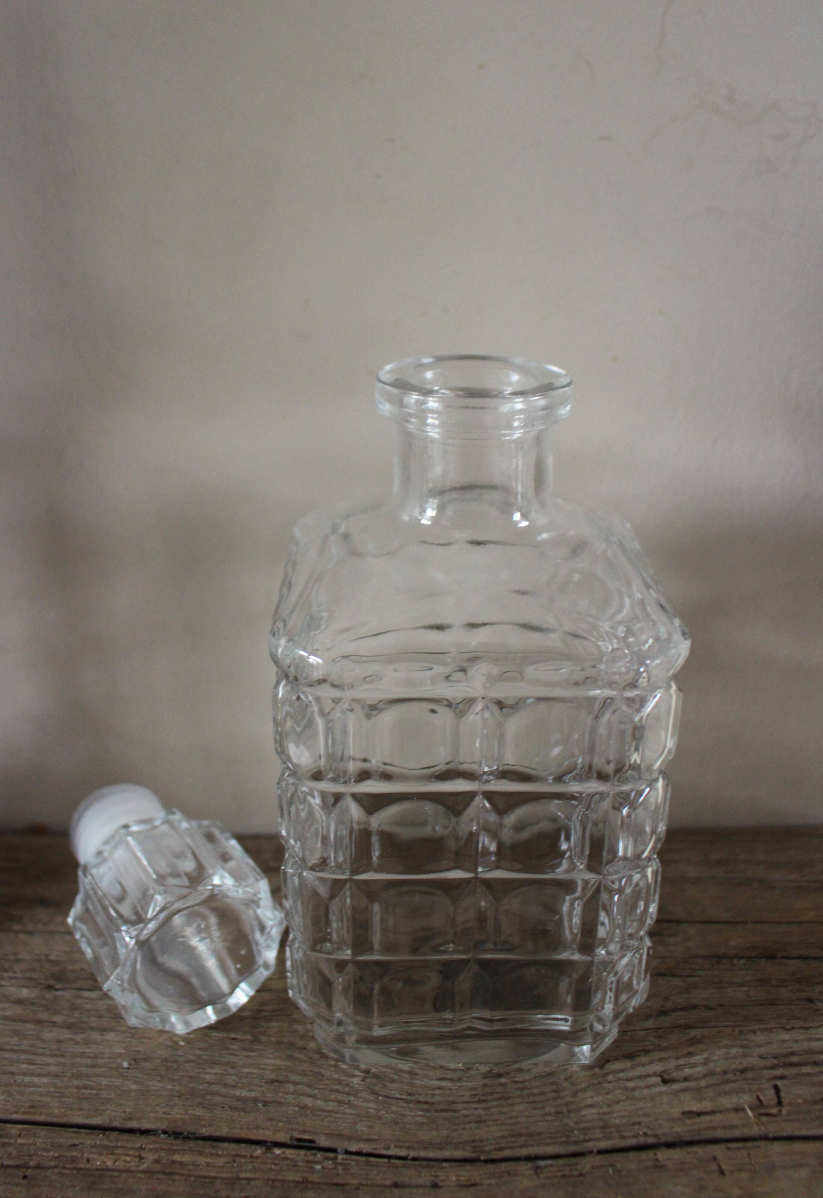 Vintage Relief Square Glass Whiskey Decanter
