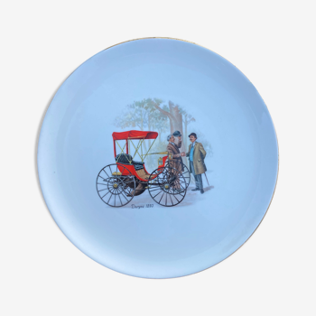 Gien porcelain plate, France, Car Duryea 1893